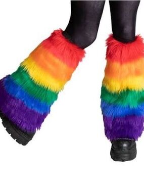 Rainbow Furry Leg Warmers -  Perfect Festival Accessory